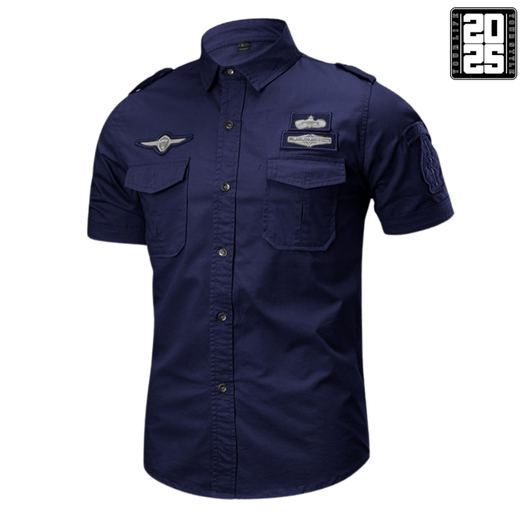 Kemeja Tactical Navy Bordil / Kemeja Tactical / Kemeja Tactical Pria / Kemeja Tactical Lengan Pendek