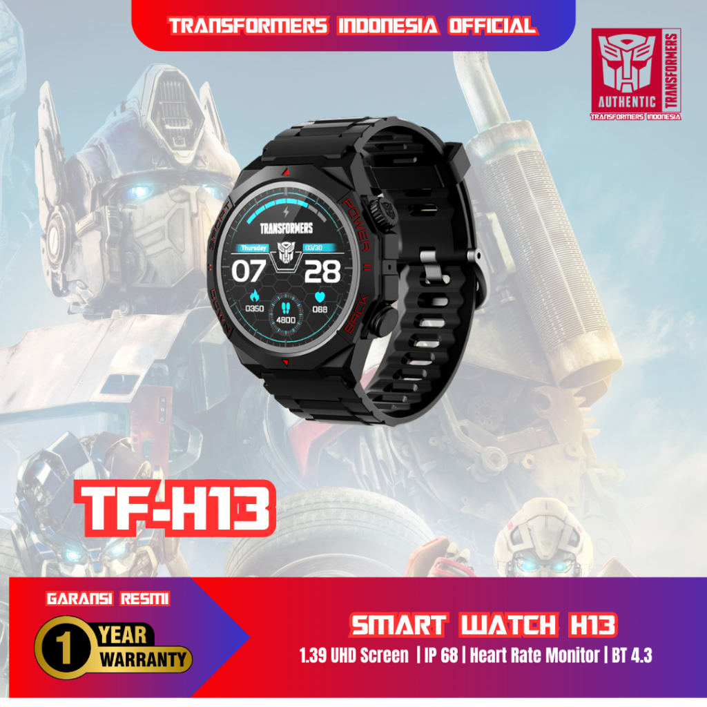 Transformers TF-H13 Smart Watch – Layar TFT 1.39”, Tahan Air IP68, dan Baterai 300mAh