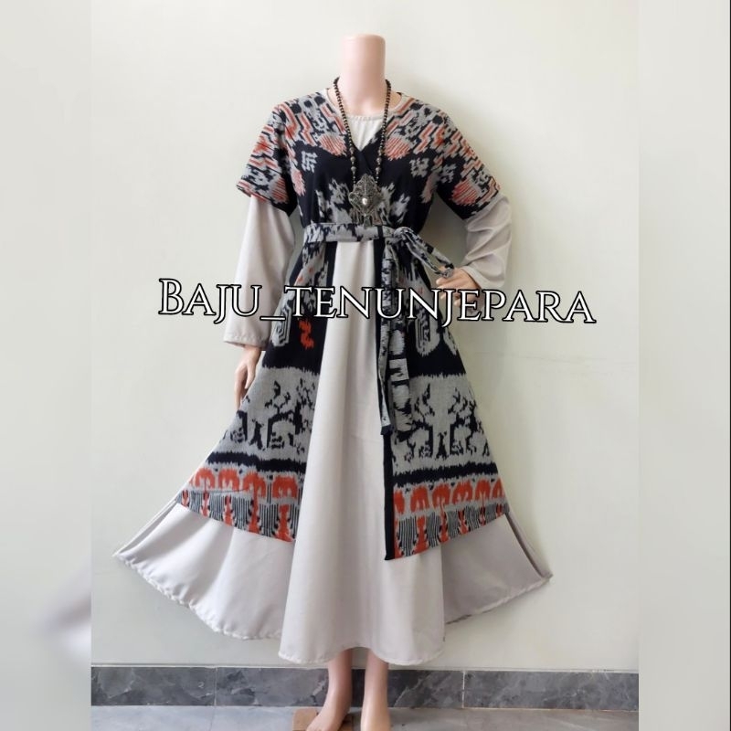 ANDIN dress tenun jepara,  dress tenun etnik, couple tenun jepara ,tenun ntt  kaliuda , gamis lebara