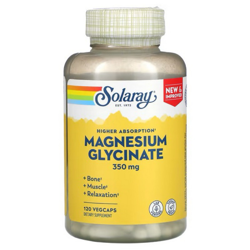SOLARAY Magnesium Glycinate 120 Capsules Original USA