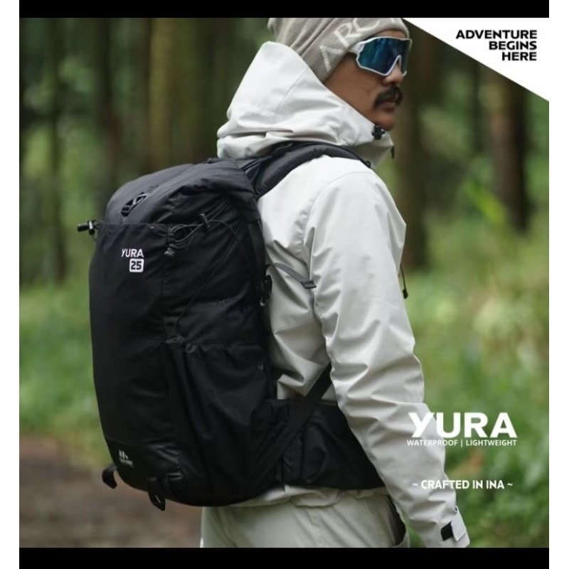 Tas Ransel Backpack Carumby Yura 25L Semi Carrier Waterproof Hitam Polos