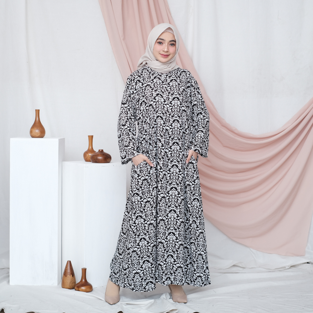 LovelyChoise - Gamis Alena | Gamis Katun Rayon Viscose | Gamis Wanita Rayon | Gamis Motif | Gamis Bu