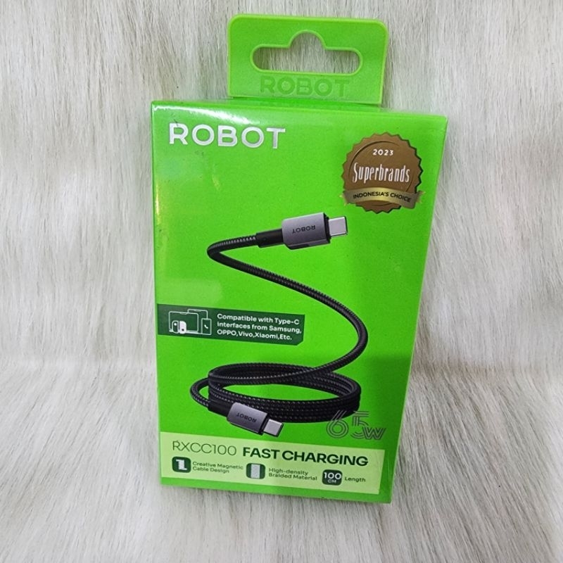 Kabel Data Type C To Type C (PD) Magnetic 65W Robot RXCC100