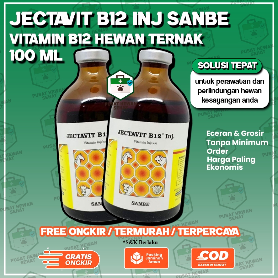 JECTAVIT B12 SANBE - Vitamin B12 Sapi Domba Kambing Kuda Babi Kucing