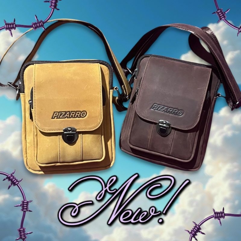 Tas kulit PIZARRO Tas bally cowok kulit tas selempang cowok keren kulit sapi asli tas mewah tas kuli