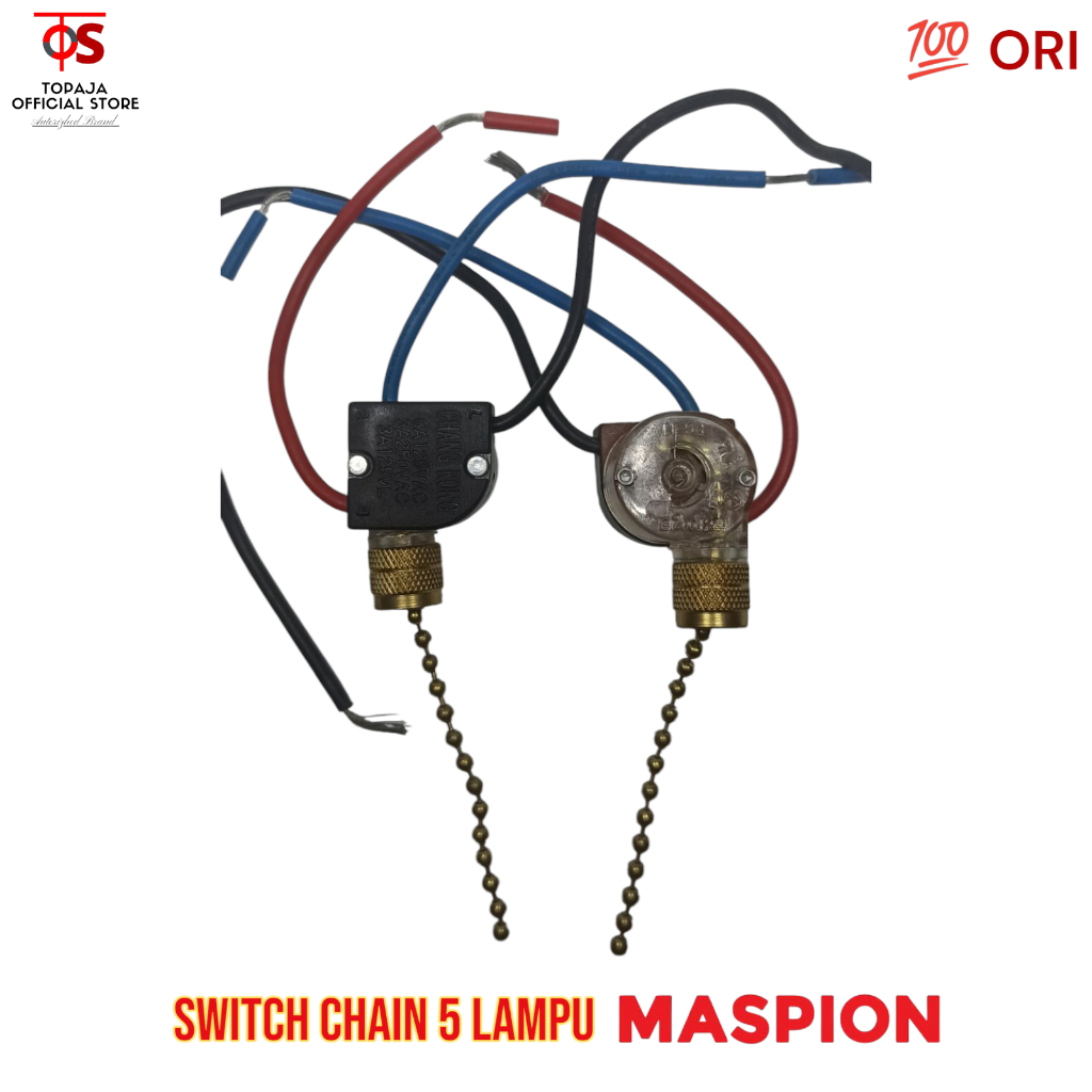 Saklar Lampu Kipas Angin MASPION UCHIDA - Switch Saklar Chain 5 Lampu Kipas Angin Plafon MASPION