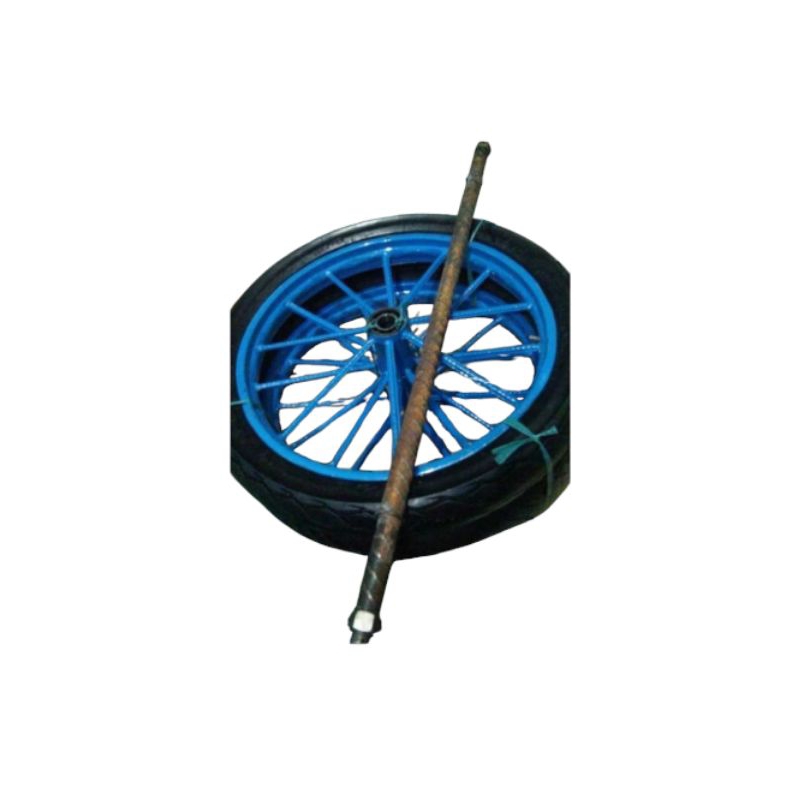 Roda Gerobak Ring 17 Ruji Polos Lengkap As Panjang