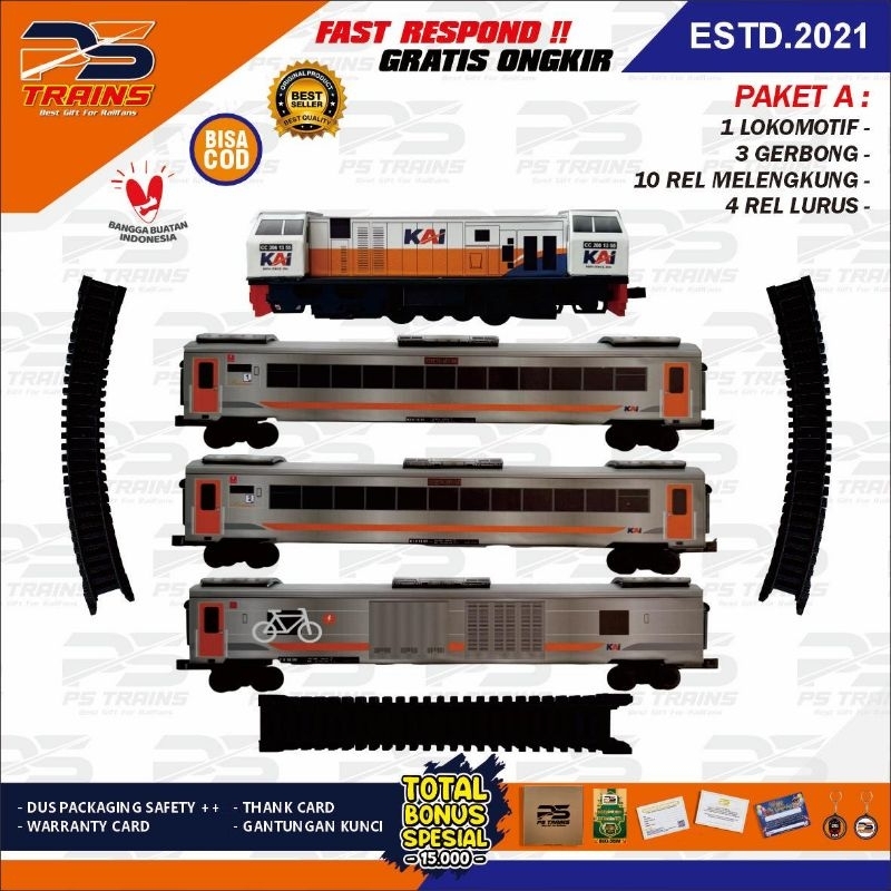 [ MESIN ] MAINAN KERETA API INDONESIA, CC206 STAILEES STELL EKONOMI