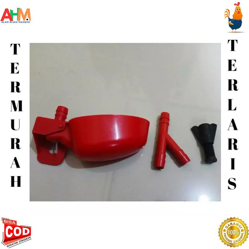Nipel 1 Set Nipple Nippel Niple Nepel Tempat Minum Burung Puyuh Unggas Warna Merah