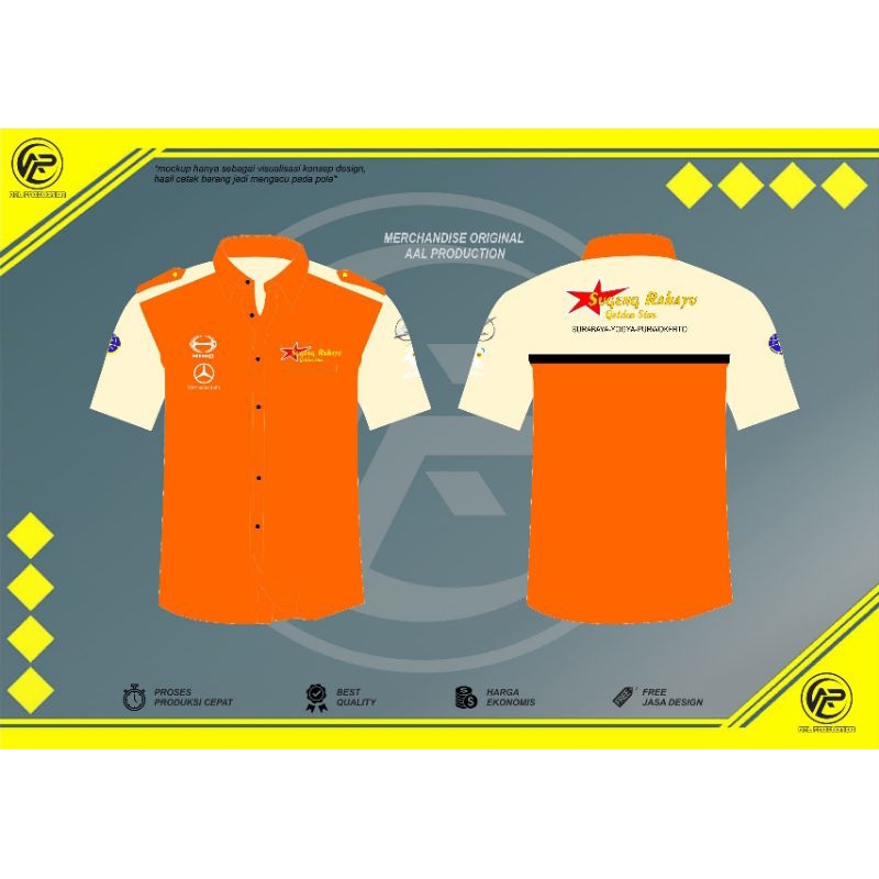 KEMEJA SUGENG RAHAYU GOLDEN STAR LENGAN PENDEK CUSTOM