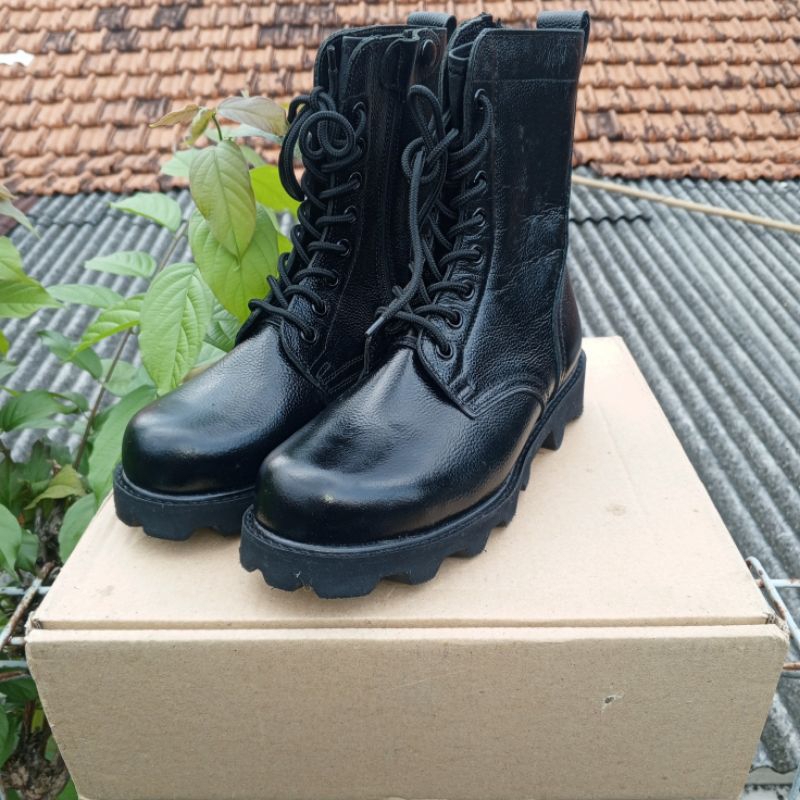 Sepatu PDL Trav Tali Biasa Kulit Kilap