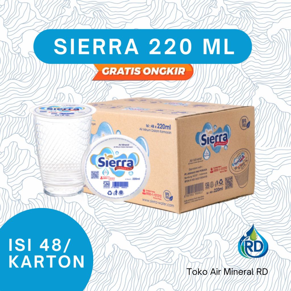 

RD - SIERRA Cup 220 ML 1 Dus - Isi 48 x 220 ML - Air Minum Mineral Botol