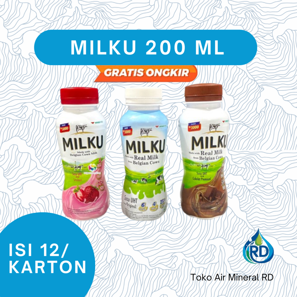 

RD - MILKU Botol 200 ML 1 Dus - Isi 12 x 200 ML - Minuman Kemasan Manis
