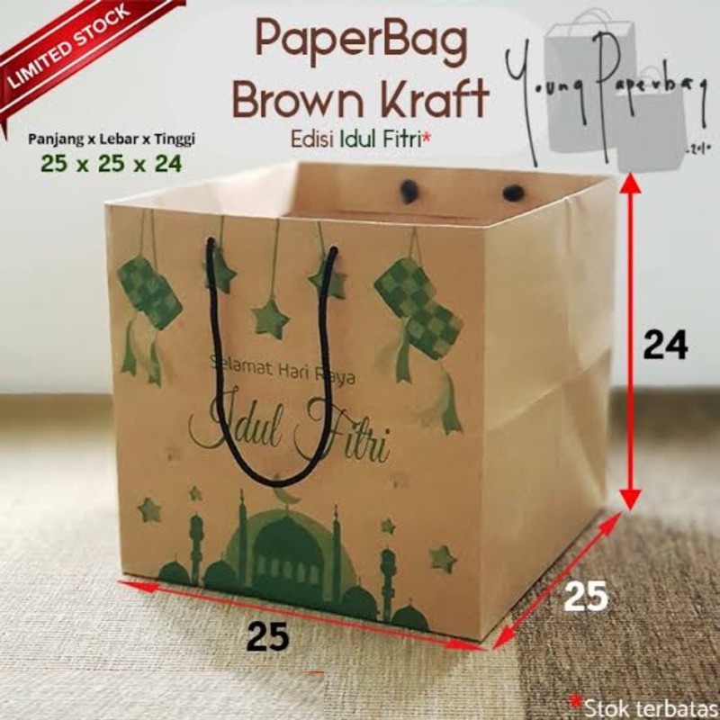 

Paper Bag / Tas Kertas Idul Fitri Hampers Lebaran Uk. 25x25x24 Model Kotak Nasi Box