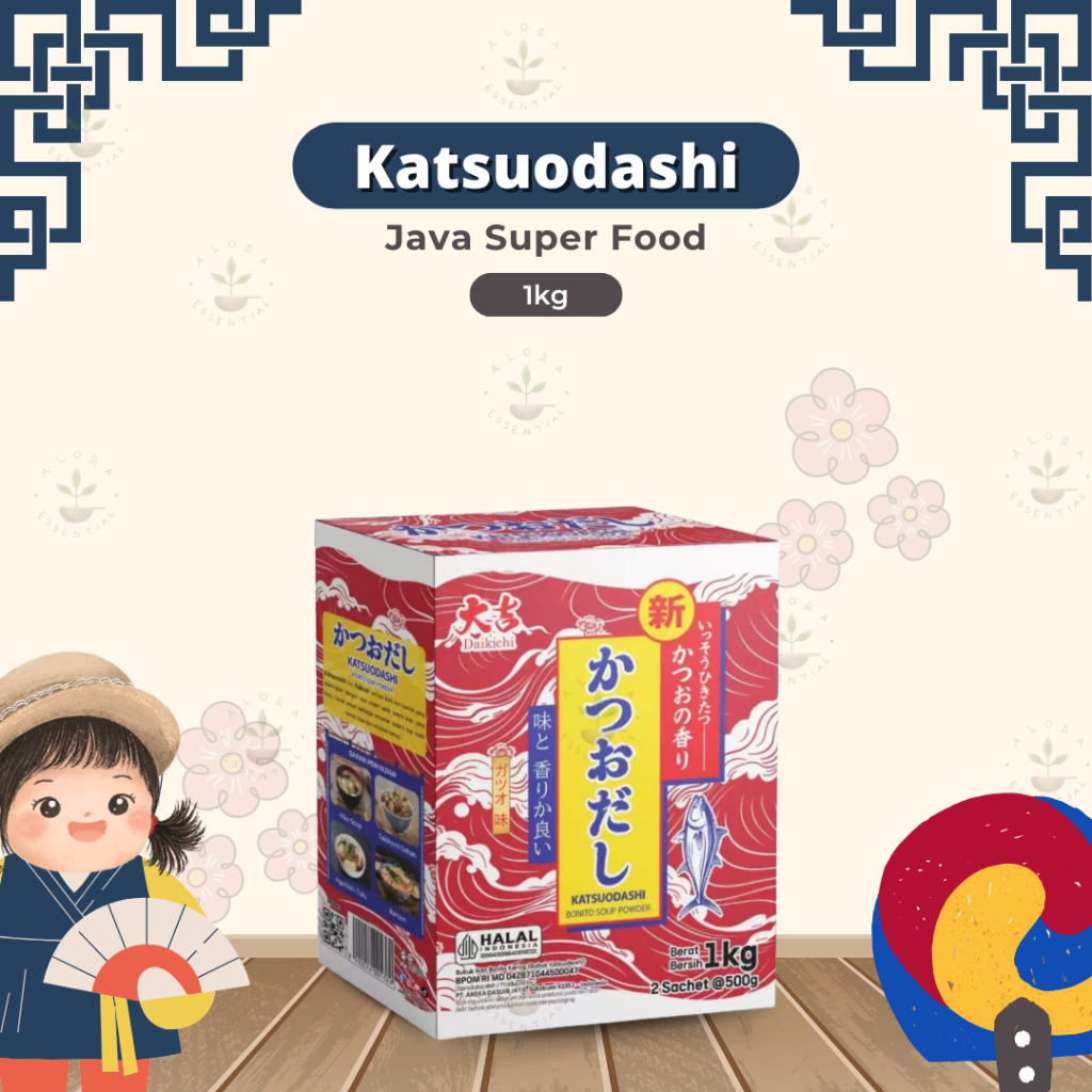 

JAVA Daikichi Katsuodashi Bonito Soup Powder 1 KG - Hondashi - Bubuk Ikan Bonito Kering - Bubuk Katsuoboshi - Java Katsuo Dashi Halal