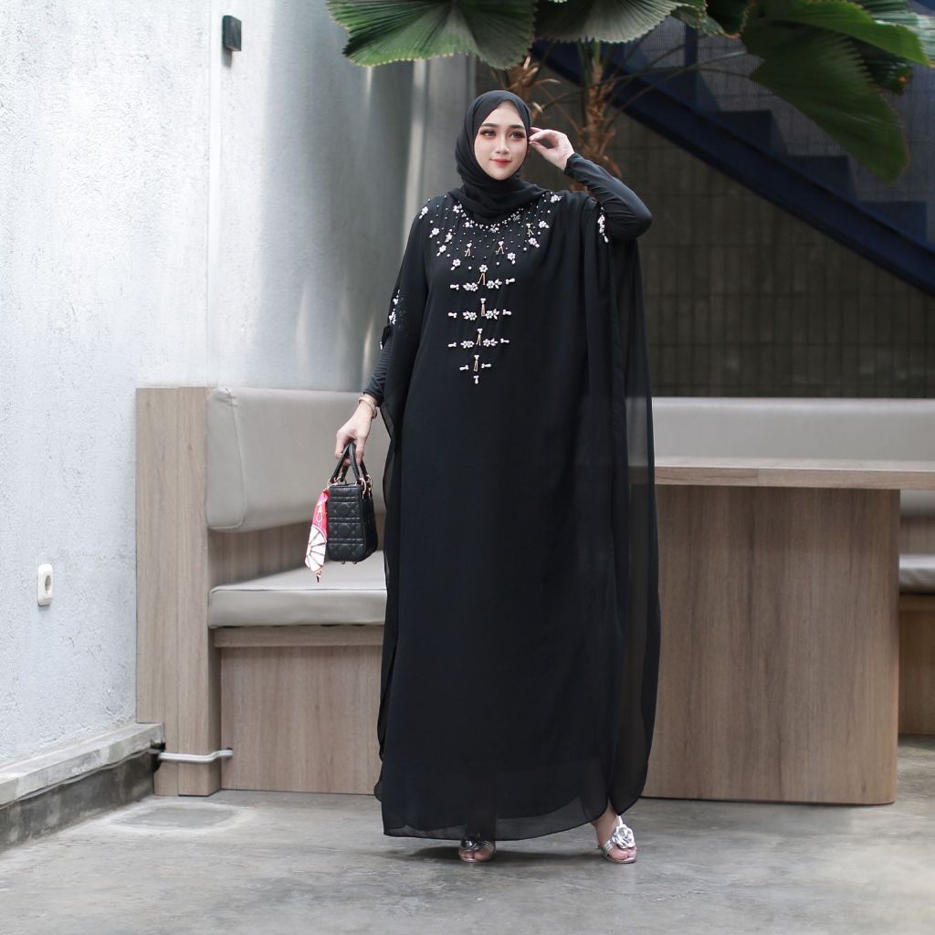 baju kaftan lebaran 2024 kaftan ceruty babydoll bordir peyet exclusive kaftan dere Kaftan Ghina Alls