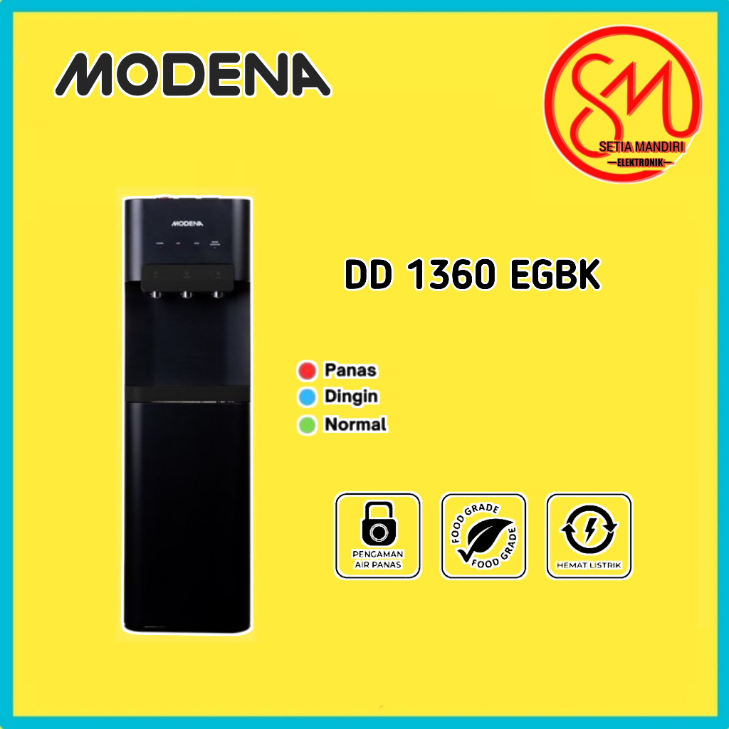 MODENA Water Dispenser Bottom Loading DD 1360 EGBK Galon Bawah Normal Panas Dingin