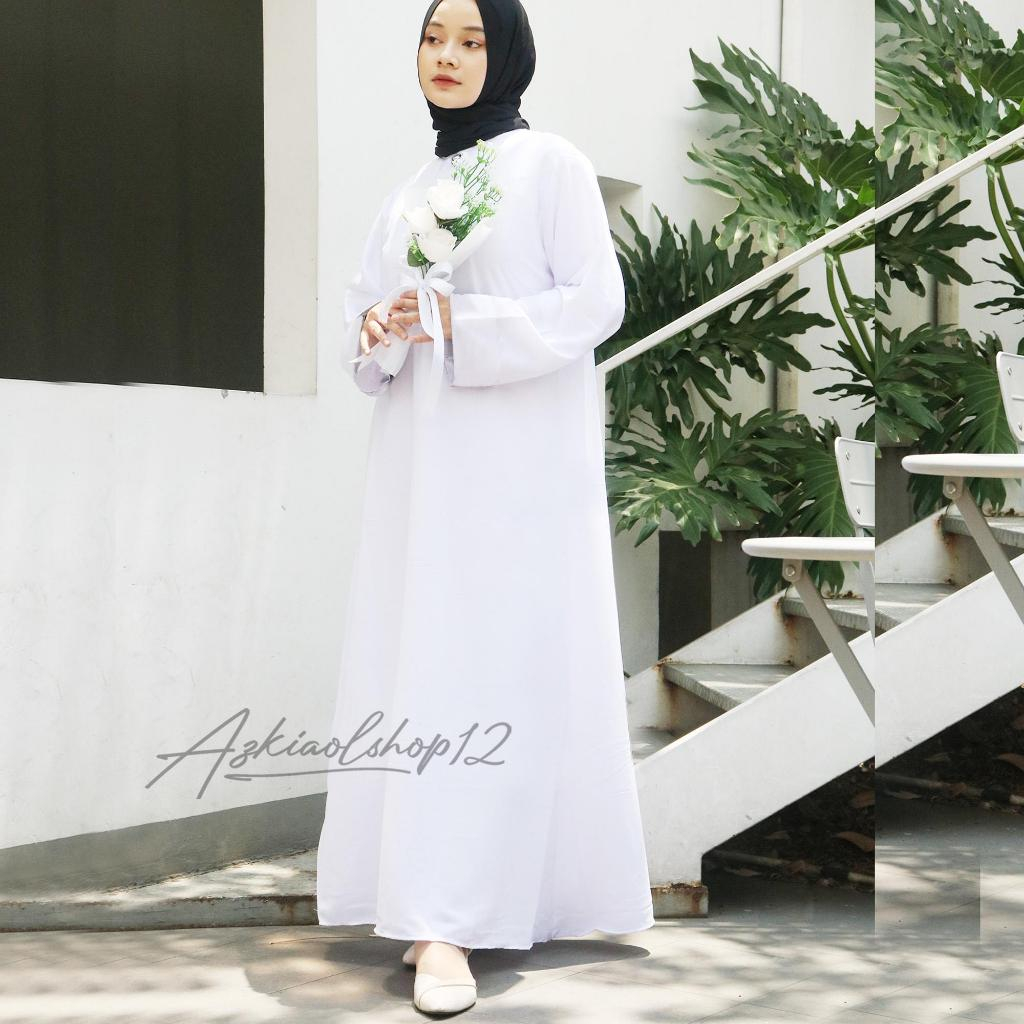 abaya putih turkey gamis dress arab remaja perempuan kekinian korean style