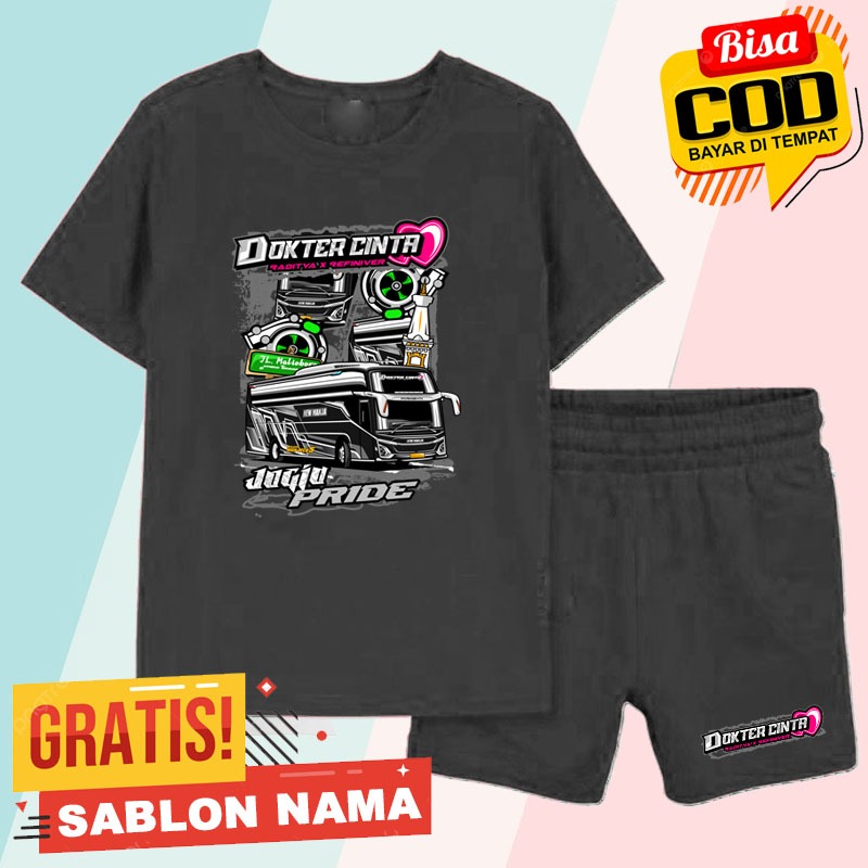 Stelan Kaos Anak Bus / Baju Stelan Anak Laki Laki & Perempuan Bus
