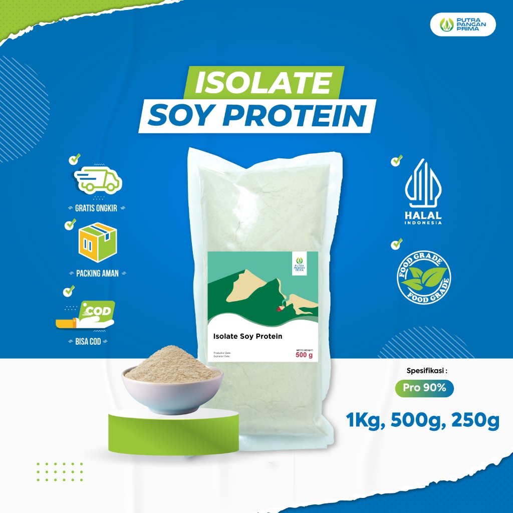 

Tepung ISP Isolate Soy Protein Kedelai Food Grade 250gr 500gr 1kg