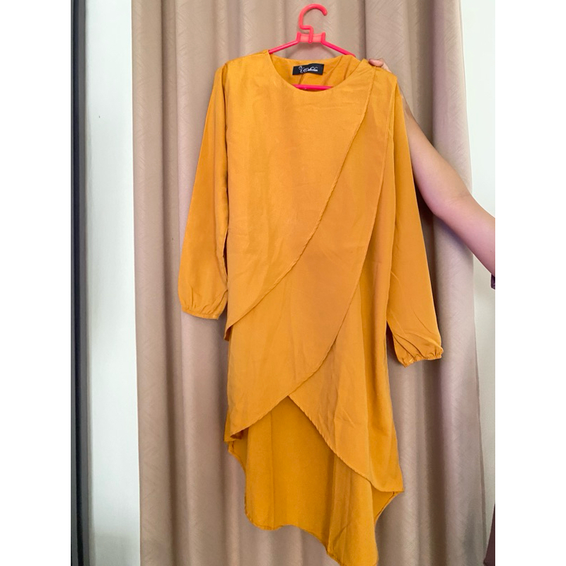 Preloved kemeja tunik lengan panjang karet