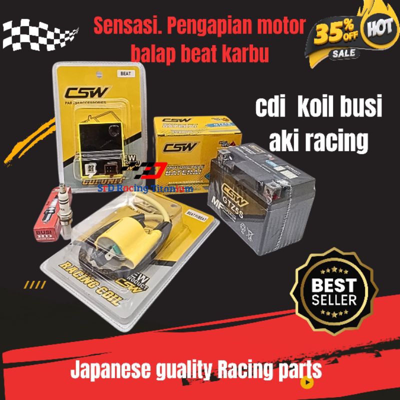 PAKET PENGAPIAN BALAP BEAT KARBU CDI RACING KOIL RACING BUSI RACING AKI RACING SENSASI MOTOR BALAP M