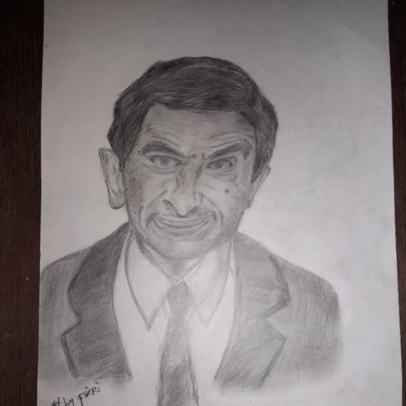 lukisan sederhana mr Bean ( lukisan tangan asli pensil )