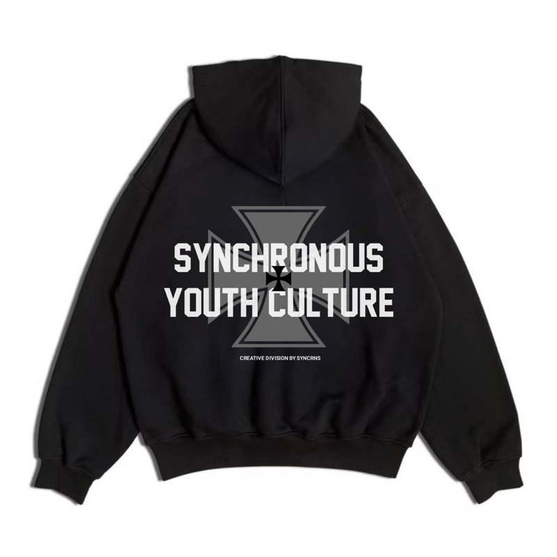 Synchronous Hoodie Boxy Oversize Black Culture HD1