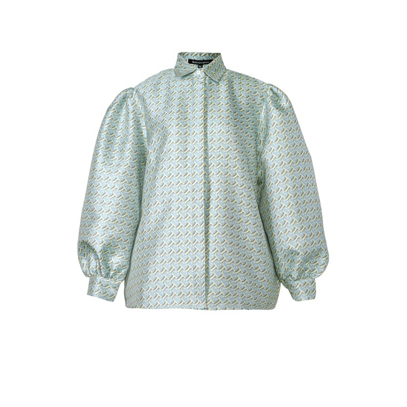 Buttonscarves - Bimu Jacquard Puffy shirt blue XL