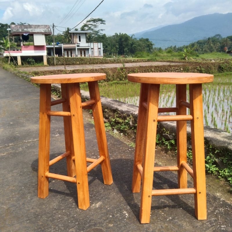 Kursi Cafe Kursi bar Kursi Kayu Bulat kursi bakso Kursi warung 50x30cm