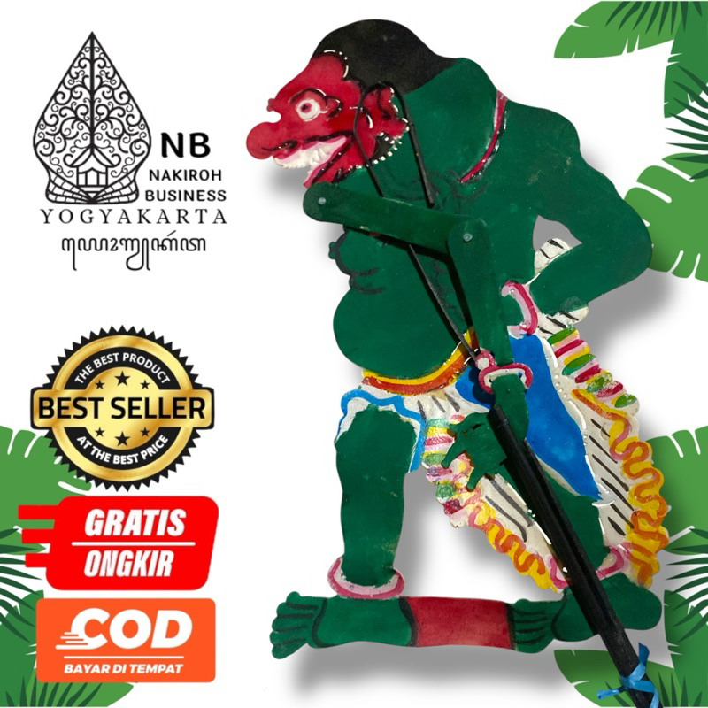 NAKIROHBUSINESS WAYANG kulit BUTO IJO GUNDUL BAHAN KULIT SAPI TEBAL -+ 45 CM