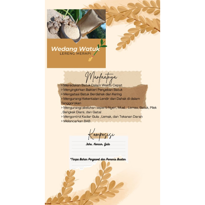 

MINUMAN TRADISIONAL WEDANG WATUK 500 GR / JSR