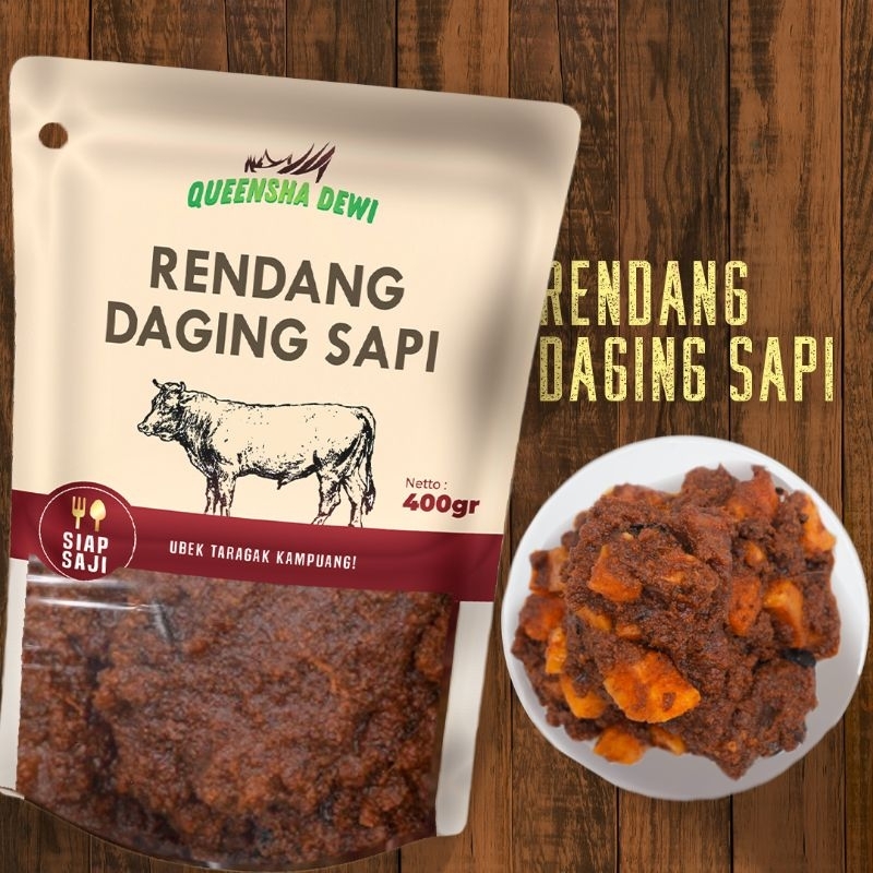 

Rendang Queensha Dewi Rendang Daging Sapi Rendang Padang Asli Kemasan Premium 400 gr