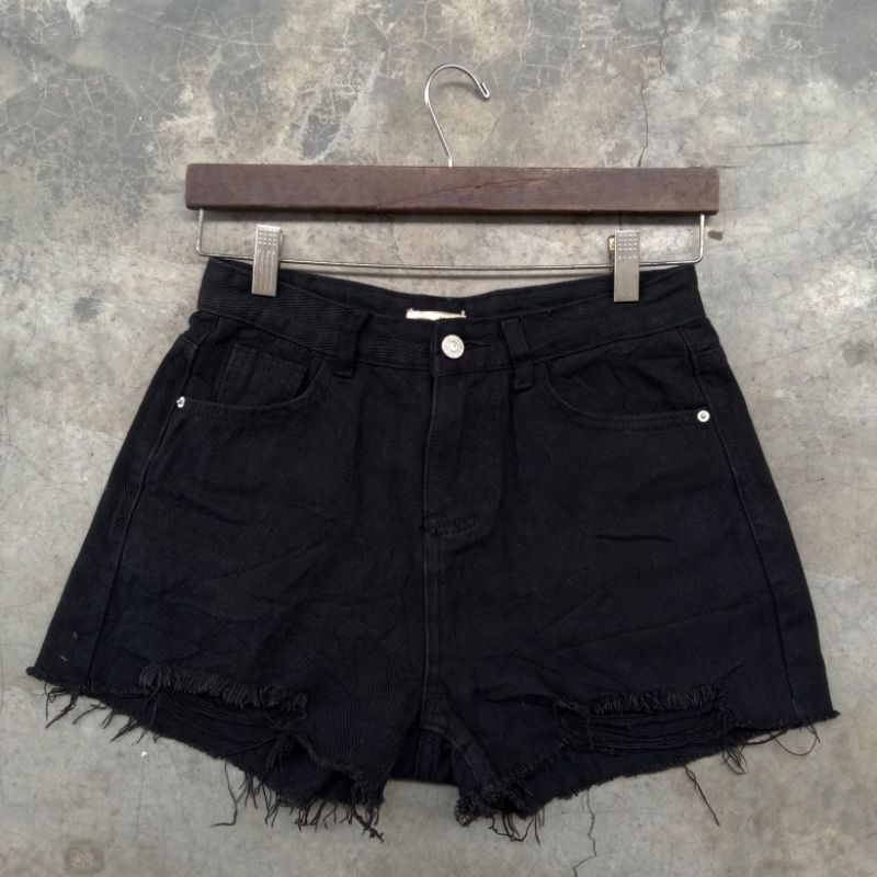 hotpants celana pendek jeans hitam wanita