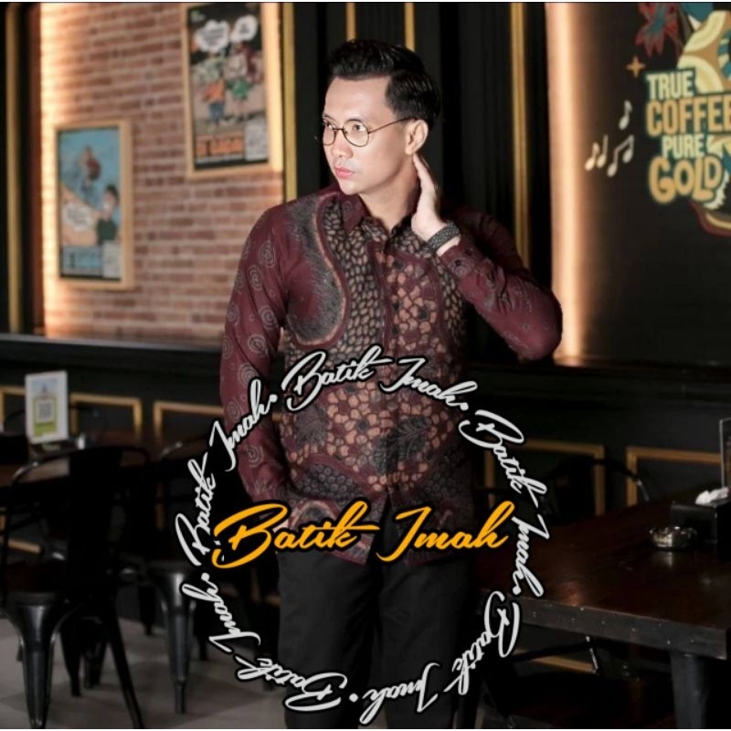 Kemeja Batik Motif watu maroon Batik Anak Laki-Laki Lengan Panjang Batik Ayah dan Anak Cowok Warna m