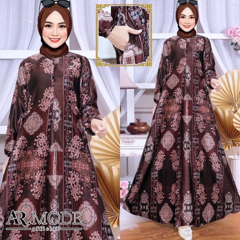 Gamis batik motif terbaru bahan silk premium