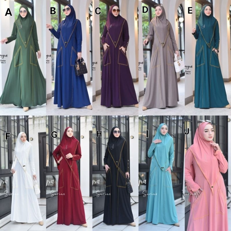 Gamis Syari Set Khimar Umroh Haji Ramadhan Branded Original. Baju Muslim Wanita. Hantaran Nikah. Kad