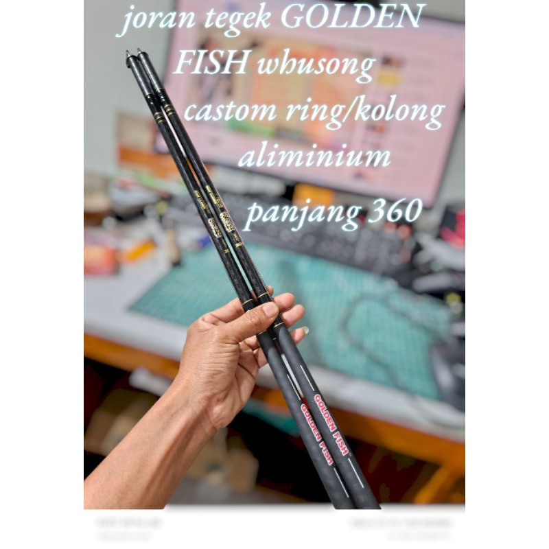 joran tegek merk GOLDEN FISH WHUSONG, castom kolong/ring aluminium, panjang 360