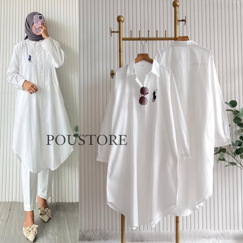 TUNIK PUTIH BORDIR LENGAN PANJANG / TUNIK WANITA