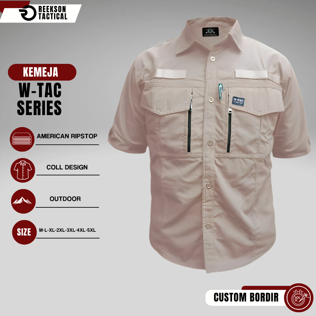 (Bisa Custom Bordir) Kemeja Tactical WTAC Lengan Pendek Baju PDH PDL