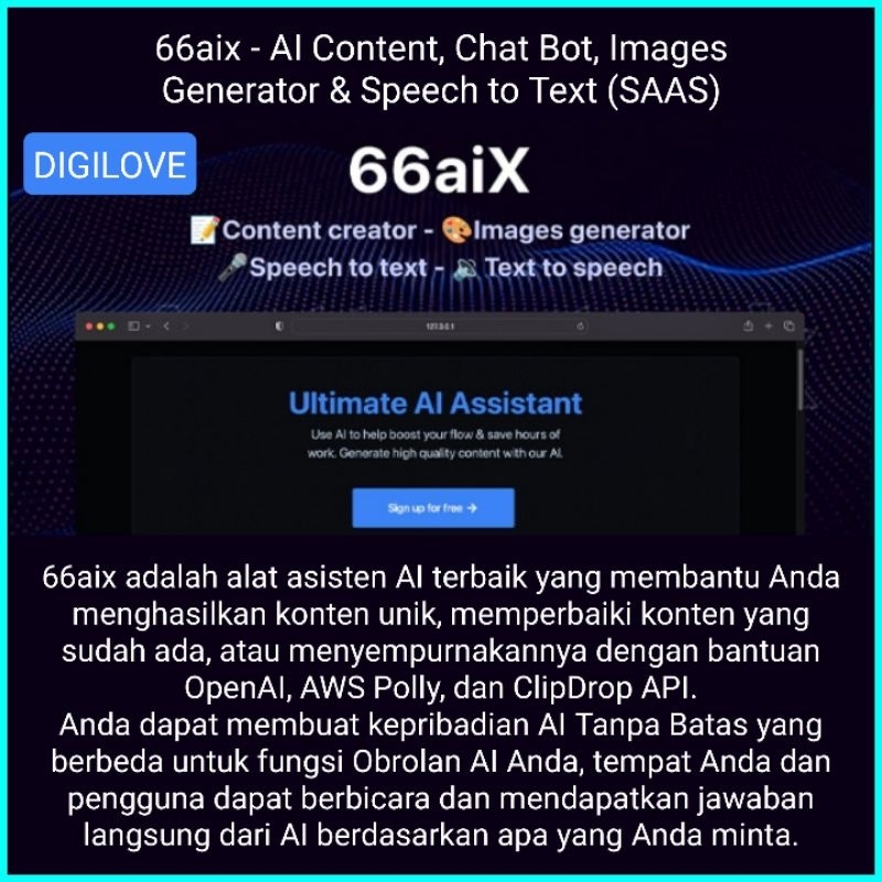 66aix - AI Content, Chat Bot, Images Generator & Speech to Text (SAAS)