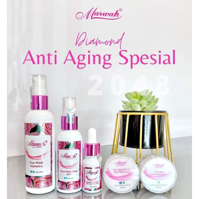 Marwah Skincare Paket Diamond Anti Aging Spesial/Menghilangkan Flek Hitam & Memutihkan wajah