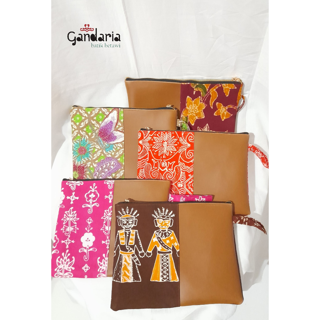 Gandaria Batik Betawi - Pouch Perpaduan Bahan Kulit Sintetis Batik Cap