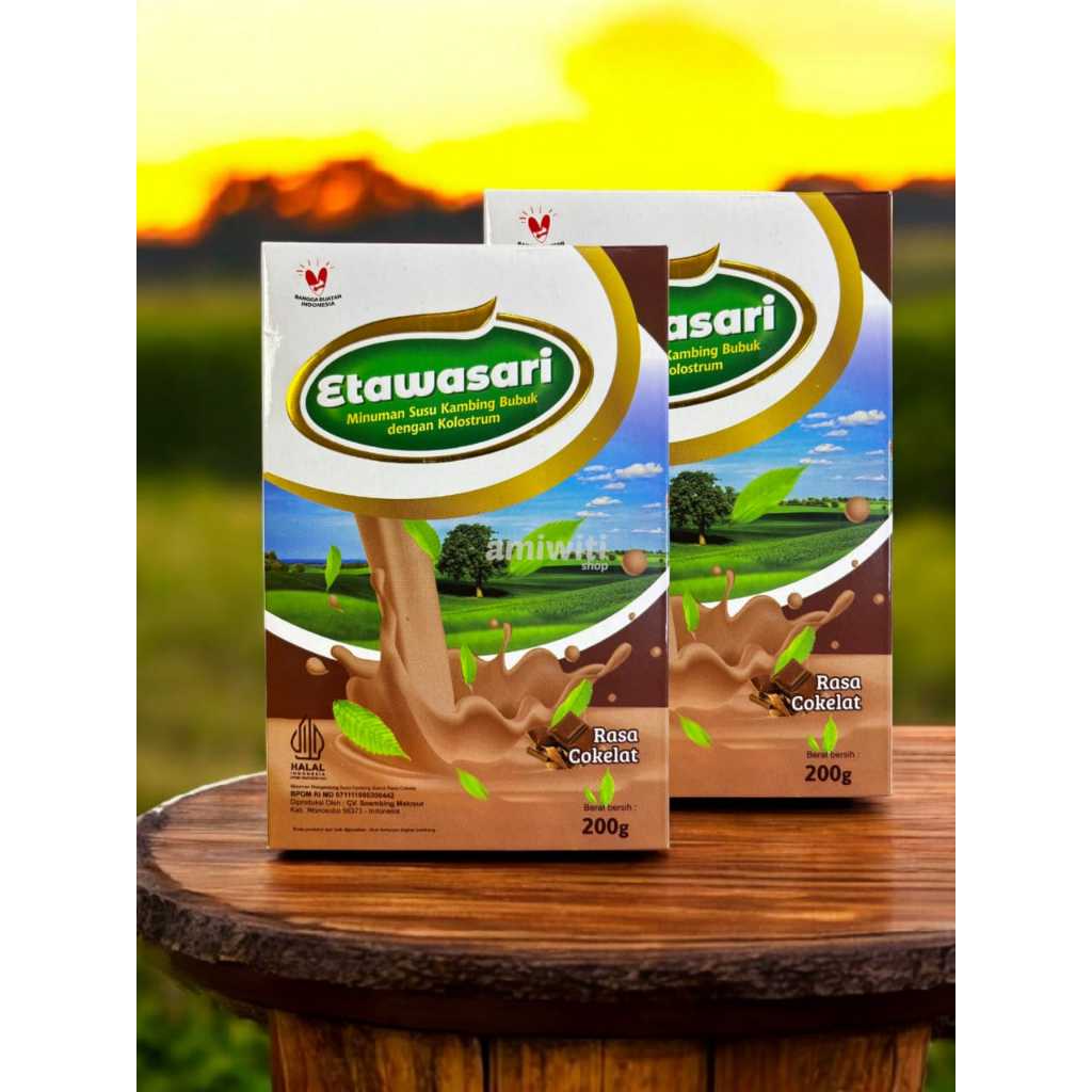 

Paket 2 Box Susu Kambing Etawa Bubuk Dengan Kolostrum Etawasari Rasa Cokelat Goat Milk Premium