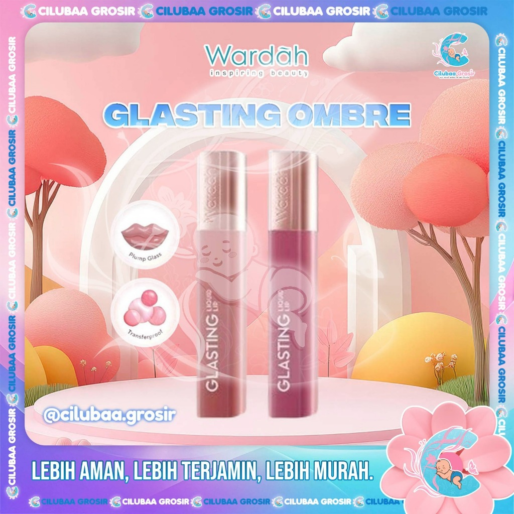WARDAH Glasting Ombre Series || Wardah Glasting Liquid Lip || Paket Ombre Lip Bundling Glass || Wate