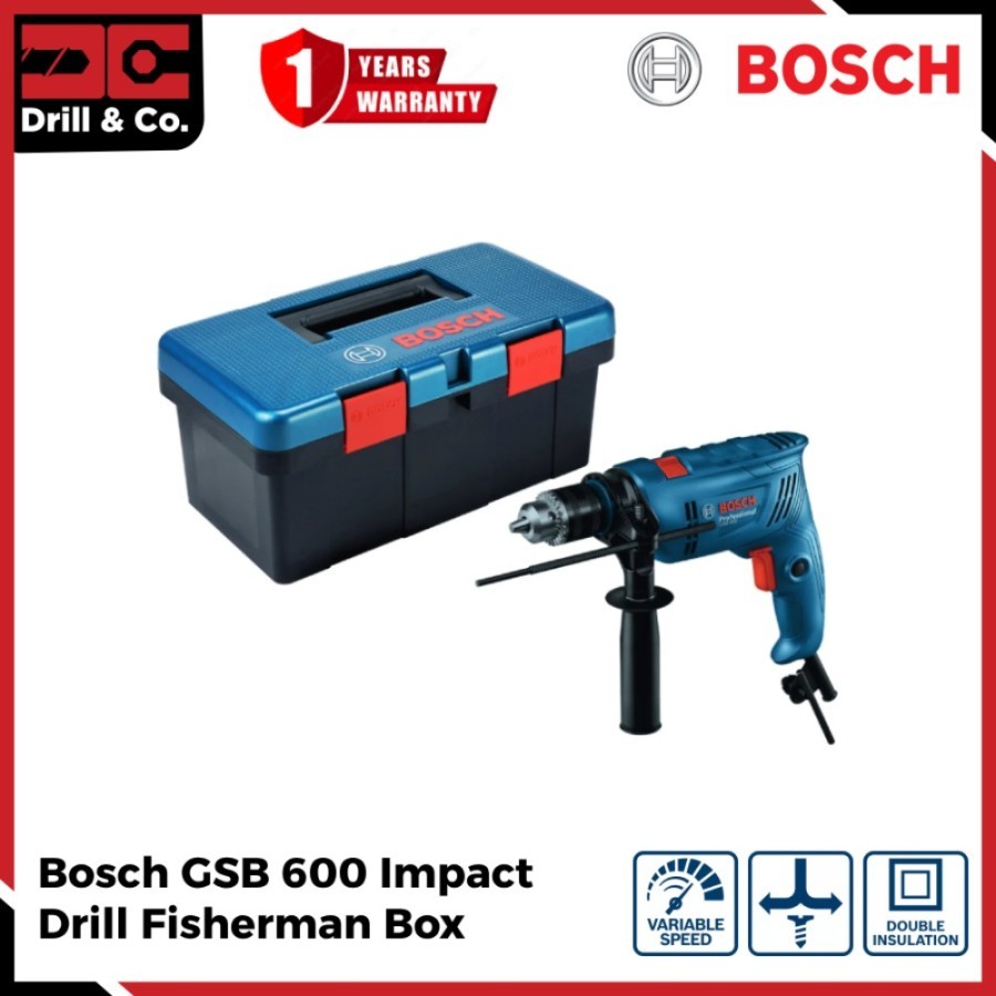 Bosch GSB 600 Bor Impact Listrik Set 600W BOX 13MM / Bor impac Set / Bor Listrik / Freedom Kit