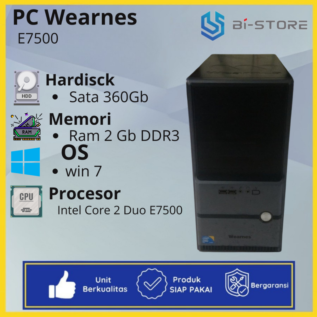 PC Core 2 Duo Wearnes E7500 Ram DDR3