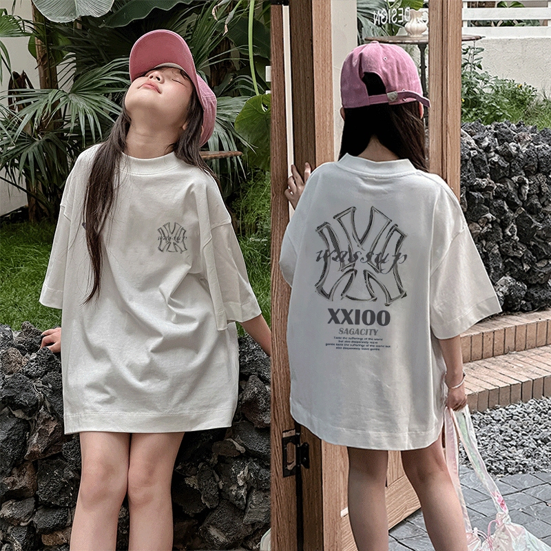 Kaos anak|cewek 10 tahun import|2-12 Tahun|kaos Cetakan sketch MLB Fashion Trends|Cetakan gaya Korea