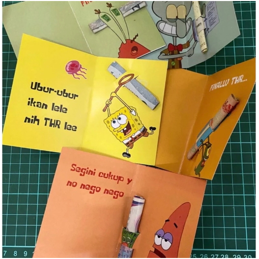 

Kartu Amplop Lebaran THR Unik Lucu Spongebob Angpao