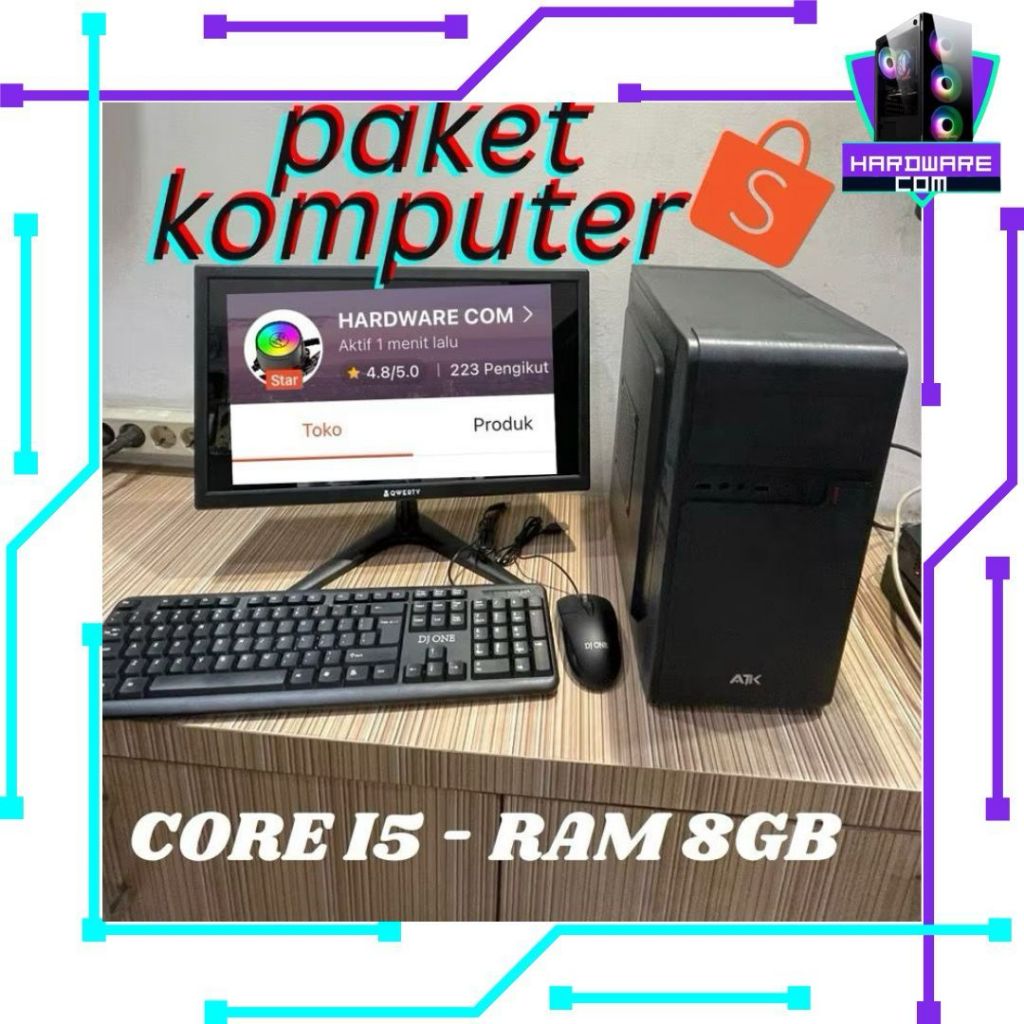 PAKET KOMPUTER TERMURAH INTEL CORE  i5 DDR3 8GB /SSD 128GB /SSD 256GB/SSD 512GB